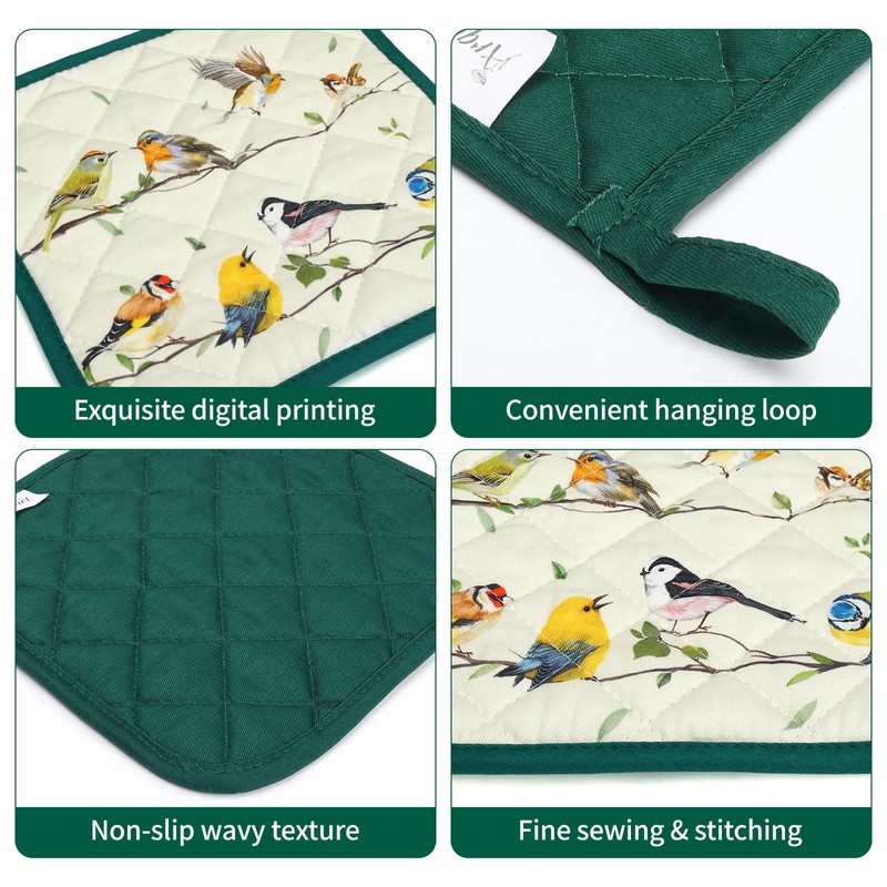 Arquiel Bird Branch Oven Mitts and Pot Holders Sets 2Pcs,