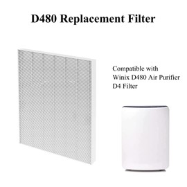 3 Pack D480 Replacement Filter Compatible with Winix D480 Air Cleaner Purifier, True HEPA D4 Filter, Part Number 1712-0100-00, Filter D4