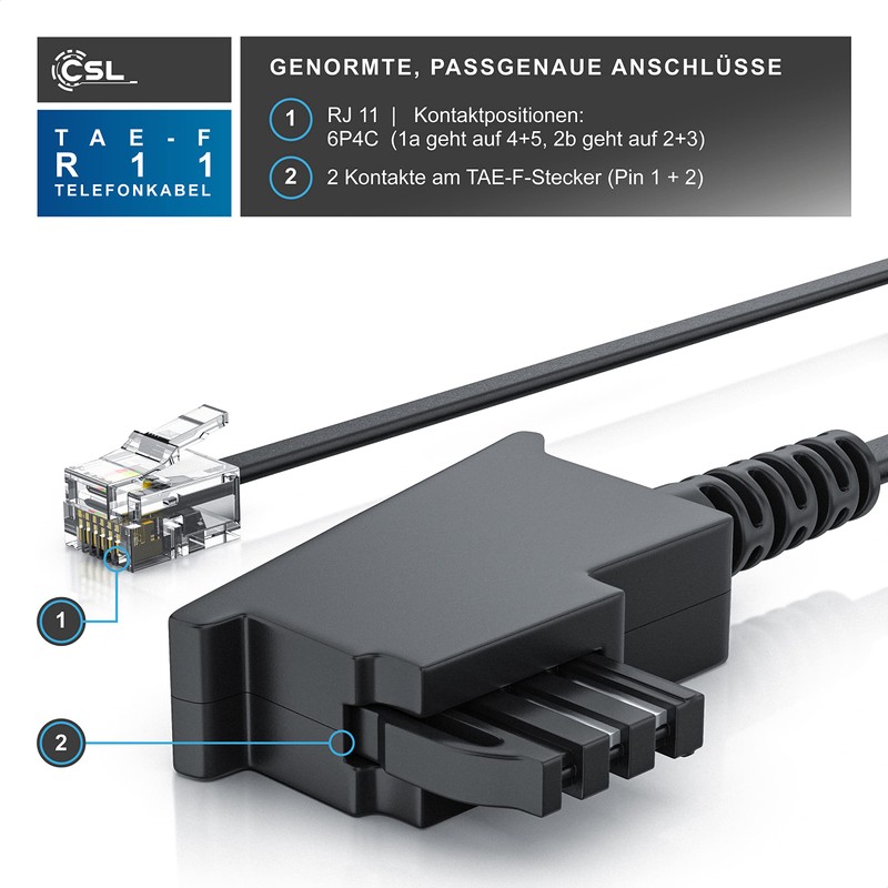 CSL Telephone Cable TAE-F Male to RJ11 Plug - Int.