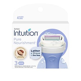 Schick Intuition Pure Nourishment - Repuesto de hoja de afeitar para mujer, con leche de coco y aceite de almendras, Sustento puro, Nutrición pura.