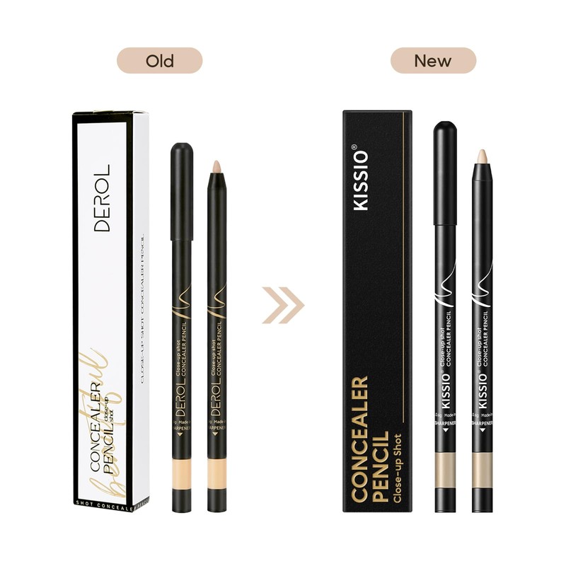 KISSIO Concealer Pencil,Under Eye Concealer,Cover Acne and Freckles,Brightener,Waterproof,Long-lasting,Cream,Makeup Pencil with