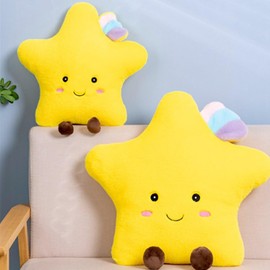 OUKEYI Sun Shaped Plush Pillow,Smiling fun filled sun, stars, moon, cloud shaped plush toys for home decoration, as birthday gifts for children and girls (stars)