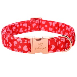 Babole Pet Valentine Dog Collars for Large Dogs - Adjustable Red Pink Heart Valentine Dog Collar Soft Padded Pet Metal Buckle Collar for Boy & Girl Dogs L
