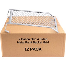 Landhoow 12 Pcs Paint Roller Grid 4 Sided Metal Bucket Grid Heavy Duty Paint Screen for Buckets, Silver (2 Gallon)