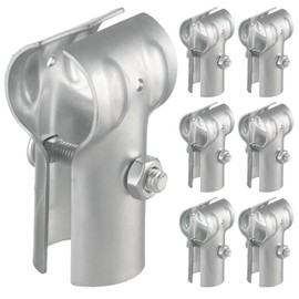 Alffun 6 Pcs End Rail Clamps 1-3/8" Pipe Chain Link Fence Galvanized Steel T Clamps, Chain Link Fence Parts for Fences, handrails, Dog Kennels, Bolts and Nuts Included
