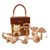 Wooden Teether Rattle, Baby Gift Toy, Wooden Lacing Toy, Wheelbarrow,