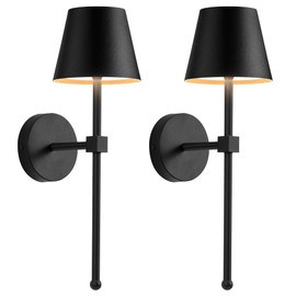KDG Wireless Wall Sconces Set of 2, Small Cordless 5200mAh Rechargeable Battery LED Wall Lamps, Stepless Dimming Lightings for Wall Painting, Living Room, Bedroom, Hallway, Gifts, Night Light (Black) | KDG