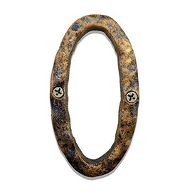 5.5 Inch House Numbers - Solid Cast Iron - Uneven Bronze Finish with Rustic Hammered Appearance - Craftsman Style Address Numbering for Home, Street, Door, Mailbox - Number 0