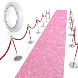 Tatuo Carpet Runner Runway Rug 55 GSM Thickness with Carpet Tape for Prom Wedding Party Outdoor Indoor Hallway Rug(4.6 x 30 Feet,Glitter Pink)