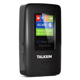 TALKSIM 4G Mobile Hotspot with US 1GB, Portable WiFi Hotspot Device for Travel in 140+ Countries and Regions, 6000mAh Battery, 10 Connected Devices, No SIM Required, No Contract