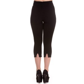 Hell Bunny Tina 50s Vintage Retro Style Capri Trousers 3/4 Length Pedal Pushers - Black (3XL)