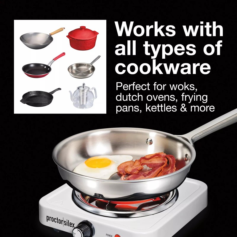 Proctor Silex Electric Stove Single Burner Cooktop Compact and Portable