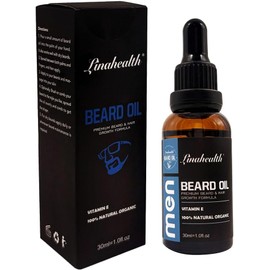 Linahealth Aceite para Barba Beard Oil 30 ml, Hidratante y Suavizante con Vitamina E, Promueve Crecimiento Saludable, Reduce Frizz y Resequedad, Aporta Brillo y Aroma Agradable, Uso Diario