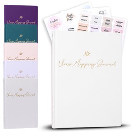 Graceful By Design Linen Bible Verse Mapping Journal - Premium Bible Study Journaling Kit (White)