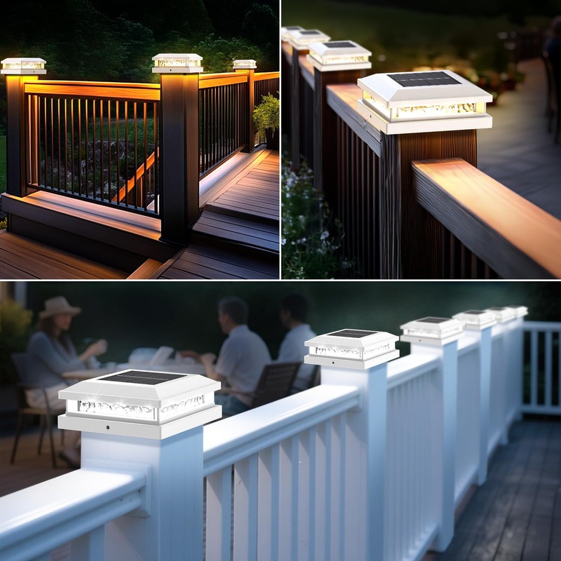 Bosceos Solar Post Lights Outdoor 12-Pack, 2 Lighting Modes 16