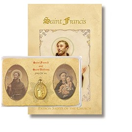 Saint Francis of Assisi and Saint Anthony Pocket Prayer Card with Blessed Medal Collection of Prayers Pamphlet