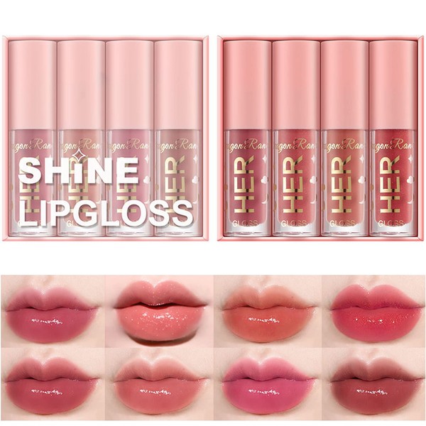 4 Pcs Shimmer Lip Gloss Crystal Jelly Liquid Lipstick Set