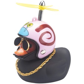 wonuu Rubber Duck Car Decorations Black Duck Car Dashboard Ornaments with Propeller Helmet (Black-Snail)