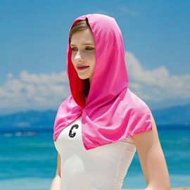 Ice towel hood cold feeling sports cool towel DD-13188 Pink 2ea