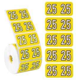 500pcs 2025 Year Stickers, 1.5x0.75in 2025 New Year Stickers File Folder Year Labels Color Coded Stickers 25 Year Labels for End Tab File Folders Office Supplies (Yellow)