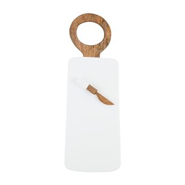 Mud Pie White Lacquer Board Set; Board 20" x 7 1/4" | Spreader 5 1/2"