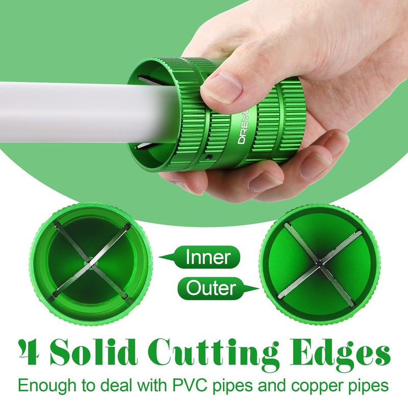 Dreyoo Deburring Tool for Copper/PVC Pipe, Plumbing Tools, 1/4'' to