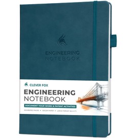 Clever Fox Engineering Notebook – Hardcover Grid Notebook with Numbered Pages, Table of Contents – Patent, Lab & Invention Journal for Engineers & STEM (Dark Teal)