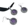 Gothicana by EMP Women's Black Purple Pentagram Jewellery Set, Polyester