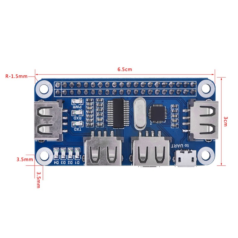 USB to UART Onboard 4 Port USB HUB HAT for