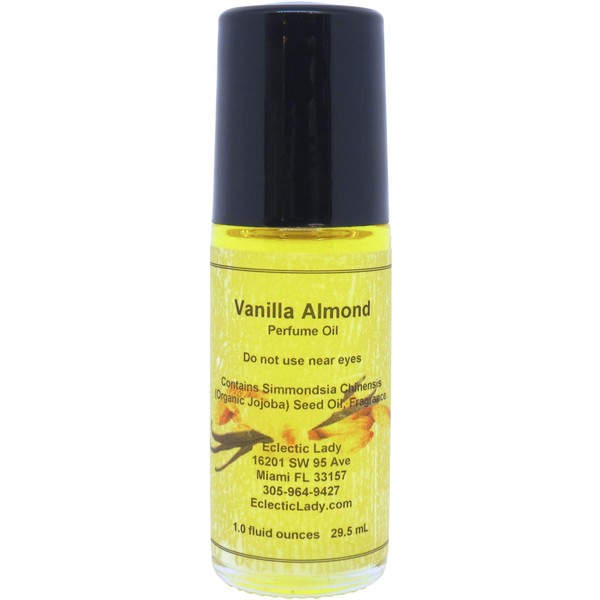 Vanilla Almond Perfume Oil, 0.3 Oz Portable Roll-On Fragrance with Long-Lasting Scent, Delightful Essential Oils and Jojoba Oil For Daily Use