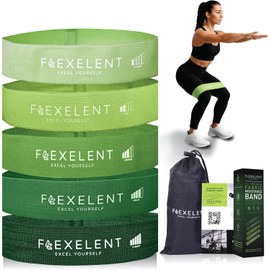 Flexelent - Bandas de resistencia de tela de 5 niveles para entrenar, amigables con la piel y antideslizantes, resistencia para piernas, glúteos, entrenamiento de fuerza y terapia física