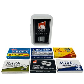 G.B.S Double Edge Safety Blades, Sample Pack, Includes 40 Blades and 80 Grams Alum Block
