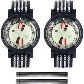eROOSY 2pcs Wrist Compass, Waterproof Diving Compass Night Vision, Compass Outdoor Waterproof for Diving, Travel, Camping, Mountain
