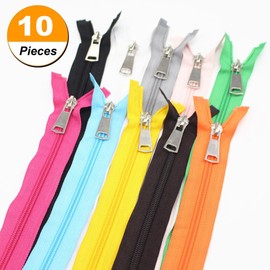 MebuZip 10PCS 75CM Separating Nylon Coil Zippers Bulk #5 Jacket Zippers for Jackets Coats Sewing Crafts 10 Colors Mixed