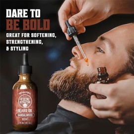 Beard Oil Conditioner - All Natural Sandalwood Scent with Organic Argan & Jojoba Oils - Softens & Strengthens Beards and Mustaches for Men (Sandalwood, 1 Pack)