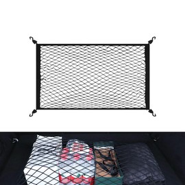 ROEOWENE Car Boot Net Luggage Net 60 x 40 cm Elastic Boot Net with 4 Hooks Car Luggage Net Motorhome Separation Net Luggage Fixation Extends to 120 x 80 cm Storage Load Securing