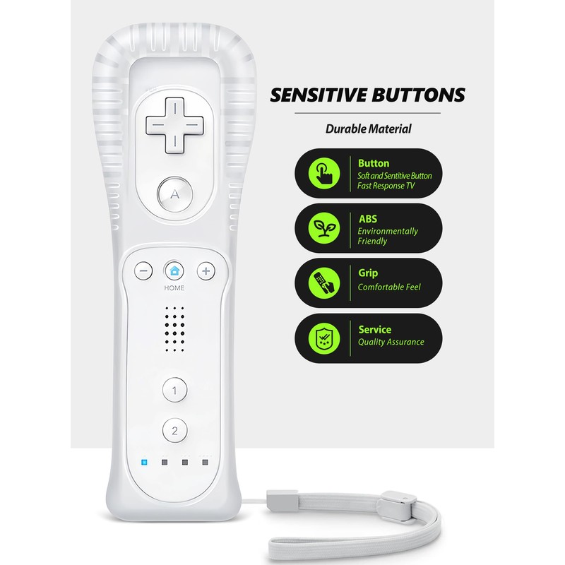 (White *2) Remote Controller with Motion Plus for Wii/WII U,