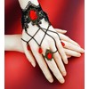 Hopodix 5PCS Ruby stone black lace Goth accessories with Gothic