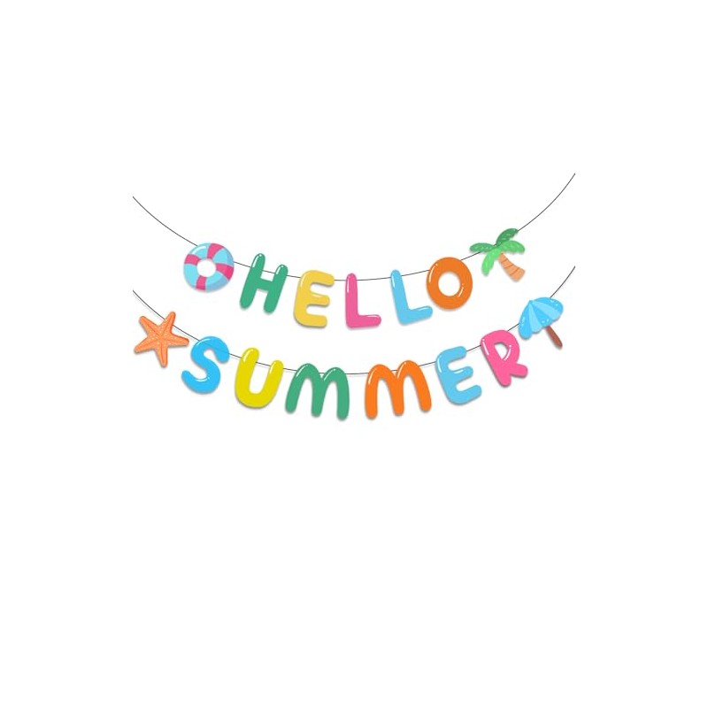 Cartel de "Hello Summer", decoraciones de fiesta de verano