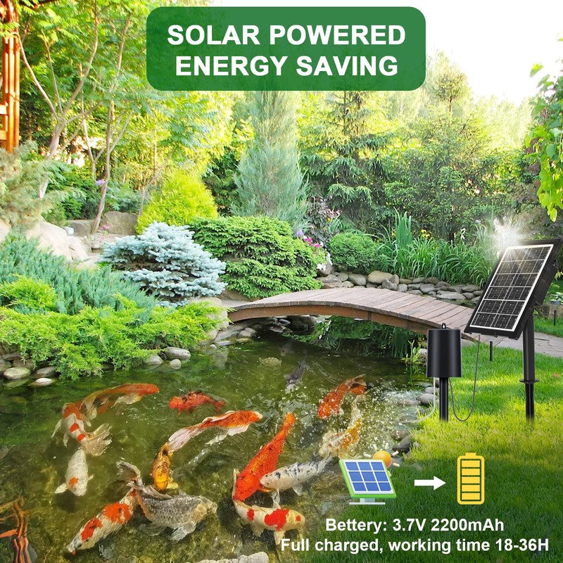 Upgraded Digital Display Solar Pond Aerator, 3 Working Modes(Low/Med/High) Solar