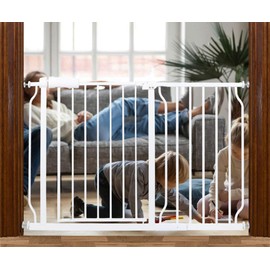 HOOEN Narrow Baby Gates for Doorway Stairs Indoor Child Gate for Kid or Pet Dogs Walk Through Pressure Mounted Baby Gate 43.5-48 Inch Wide