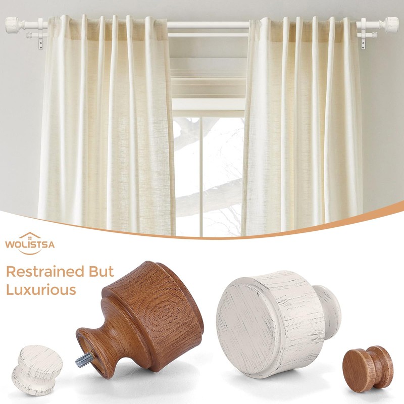 Wolistsa White Double Curtain Rods for Windows 72 to 144