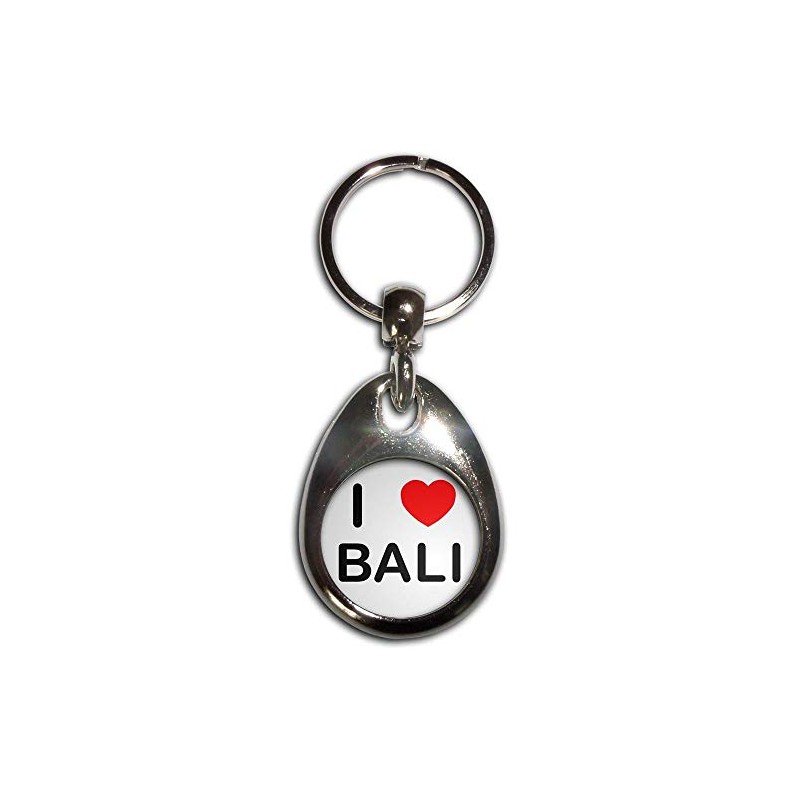 I Love Bali - Chrome Tear Drop Shaped Double Sided