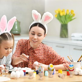 24pcs Wooden Egg Tray Holder for Egg Wooden Egg Supporting Cup Wooden Egg Stand Egg Container Cup for Boiled Egg Household Egg Cup Egg Holding Cup Wooden Egg Storage Cup Egg Rack