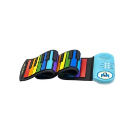Roll Piano for Kids, Rollable, Easy to Maintain, Rainbow, Compact, Lightweight, Portable Electronic Piano, 49 Keys, Roll-Up, Tabletop, Beginner (Blue, Iridescent)