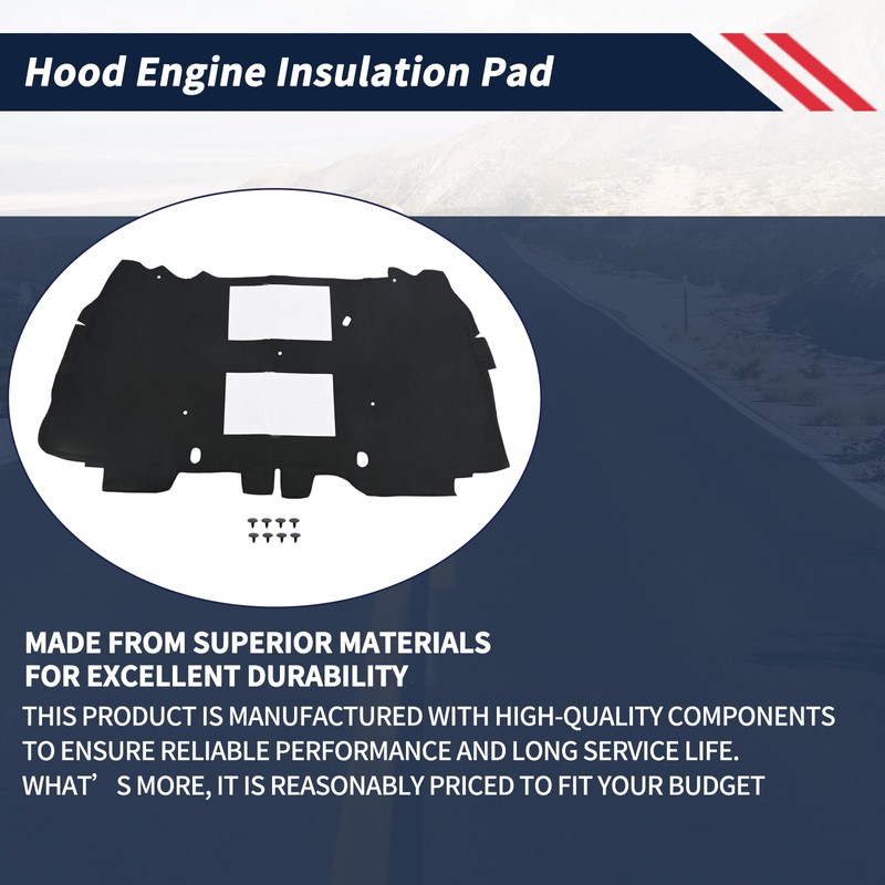 Hood Engine Insulation Pad Compatible with Jeep Wrangler JK 2007-2017