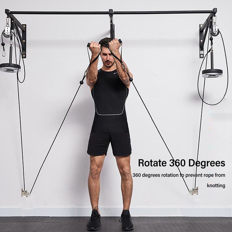 Gym Pulley Blocks Wall Mount Fixed Pulley Wheel Rotation 360