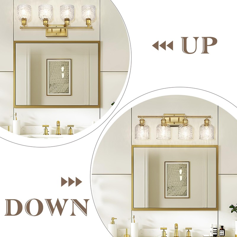 zeyu 27'' Modern Vanity Lights Over Mirror, 4-Light Brushed Gold