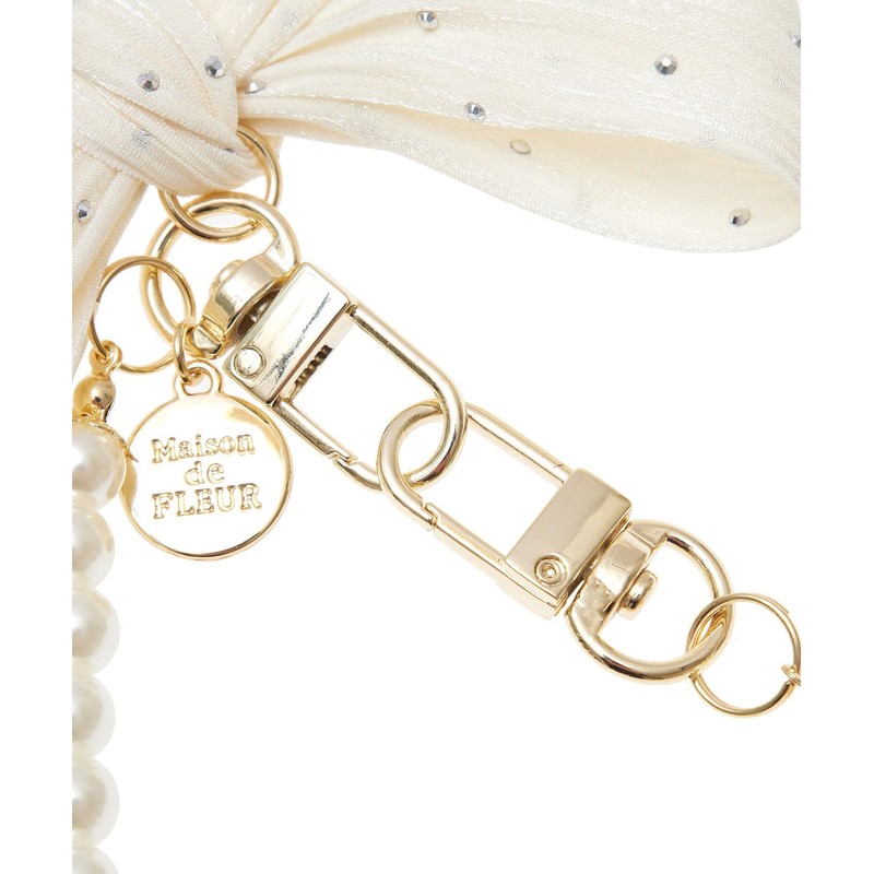 Maison de Fleur Women's Charm Stone Ribbon Pearl Strap, Grayish