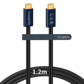 YoungSelly Male to Male 4.0Ft USB C Cable, Compatible with Thunderbolt 4/3, USB4/3, Supports 240W(48V/5A max) Fast Charging, 40Gbps Data Transfer, 8K Display, and Dual Display 4K.